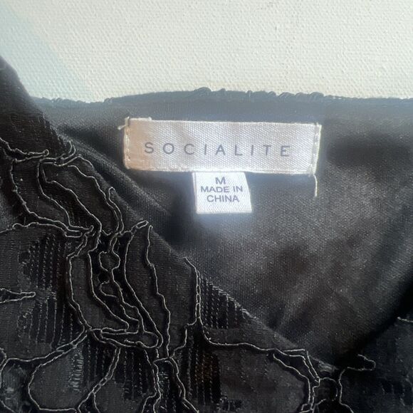 Socialite Set Of 2 Tank Top Camisole Black / Beige All-Lace V-Neck Size Medium - Picture 8 of 13